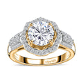 Moissanite (Rnd 7mm) Floral Ring in Vermeil YG Over Sterling Silver (Size 10.0) 1.80 ctw - Sticky add to cart bar