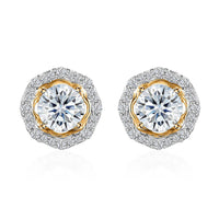 Moissanite 1.85 ctw Floral Stud Earrings in Vermeil Yellow Gold Over Sterling Silver