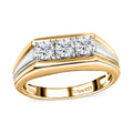 Moissanite Men's Ring in Platinum and Vermeil Yellow Gold Over Sterling Silver (Size 10.0) 0.65 ctw - Sticky add to cart bar