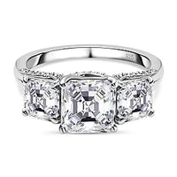 Moissanite 4.76 ctw Ring in Platinum Over Sterling Silver (Size 10)