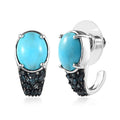 Premium Sleeping Beauty Turquoise and Blue Diamond Earrings in Platinum Over Sterling Silver 4.40 ctw - Sticky add to cart bar