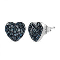 Blue Diamond (IR) Heart Stud Earrings in Platinum Over Sterling Silver 0.50 ctw - Sticky add to cart bar