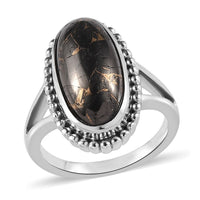 Matrix Silver Shungite Solitaire Ring in Platinum Over Copper (Size 10.0) 4.25 ctw