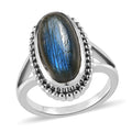 Malagasy Labradorite Solitaire Ring in Platinum Over Copper with Magnet (Size 5.0) 5.60 ctw - Sticky add to cart bar