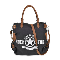 Navy Collection Black Color Printed Tote Bag (15"x5.9"x14") with Handle Drop
