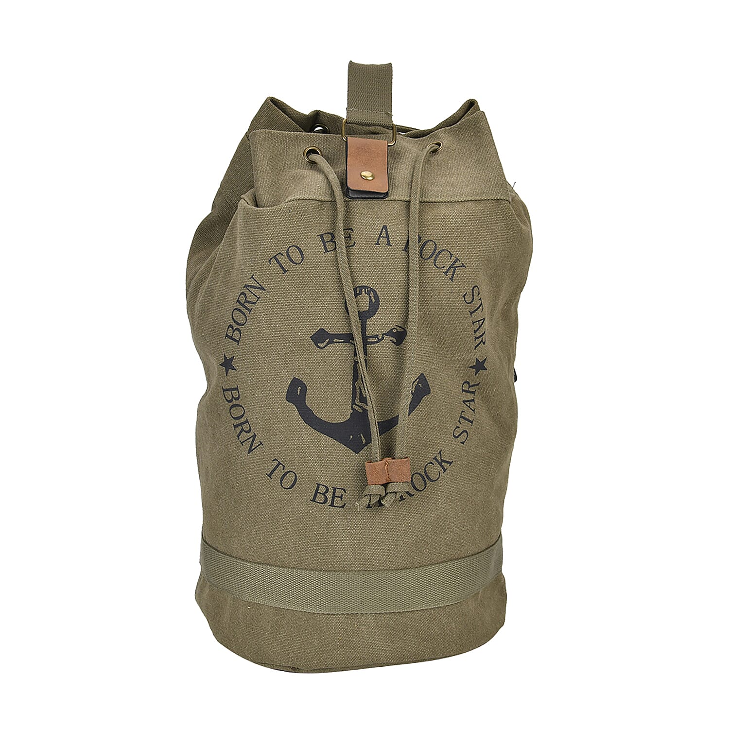 Navy Collection Army Green Color Anchor Pattern Backpack Bag (18.9"x10.6"x15.7") with Adjustable Double Shoulder Straps