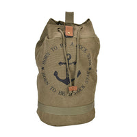 Navy Collection Army Green Color Anchor Pattern Backpack Bag (18.9"x10.6"x15.7") with Adjustable Double Shoulder Straps