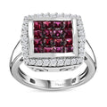 Premium Anthill Garnet, Moissanite Ring in Platinum Over Sterling Silver (Size 10.0) 1.60 ctw - Sticky add to cart bar