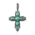 Artisan Crafted Sonoran Gold Turquoise Cross Pendant in Black Oxidized Sterling Silver 1.90 ctw - Sticky add to cart bar