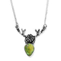 Artisan Crafted Sonoran Gold Turquoise Deer Necklace 18-20 Inches in Black Oxidized Sterling Silver 3.50 ctw - Sticky add to cart bar