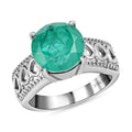 Emeraldine Quartz Solitaire Ring in Stainless Steel (Size 10.0) 3.65 ctw - Sticky add to cart bar