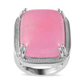 Pink Jade Solitaire Ring in Platinum Over Copper (Size 10.0) 35.00 ctw - Sticky add to cart bar