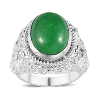 Green Jade (D) Solitaire Ring in Platinum Over Copper (Size 10.0) 6.25 ctw