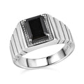 Thai Black Spinel Men's Ring in Stainless Steel (Size 10) 3.25 ctw - Sticky add to cart bar