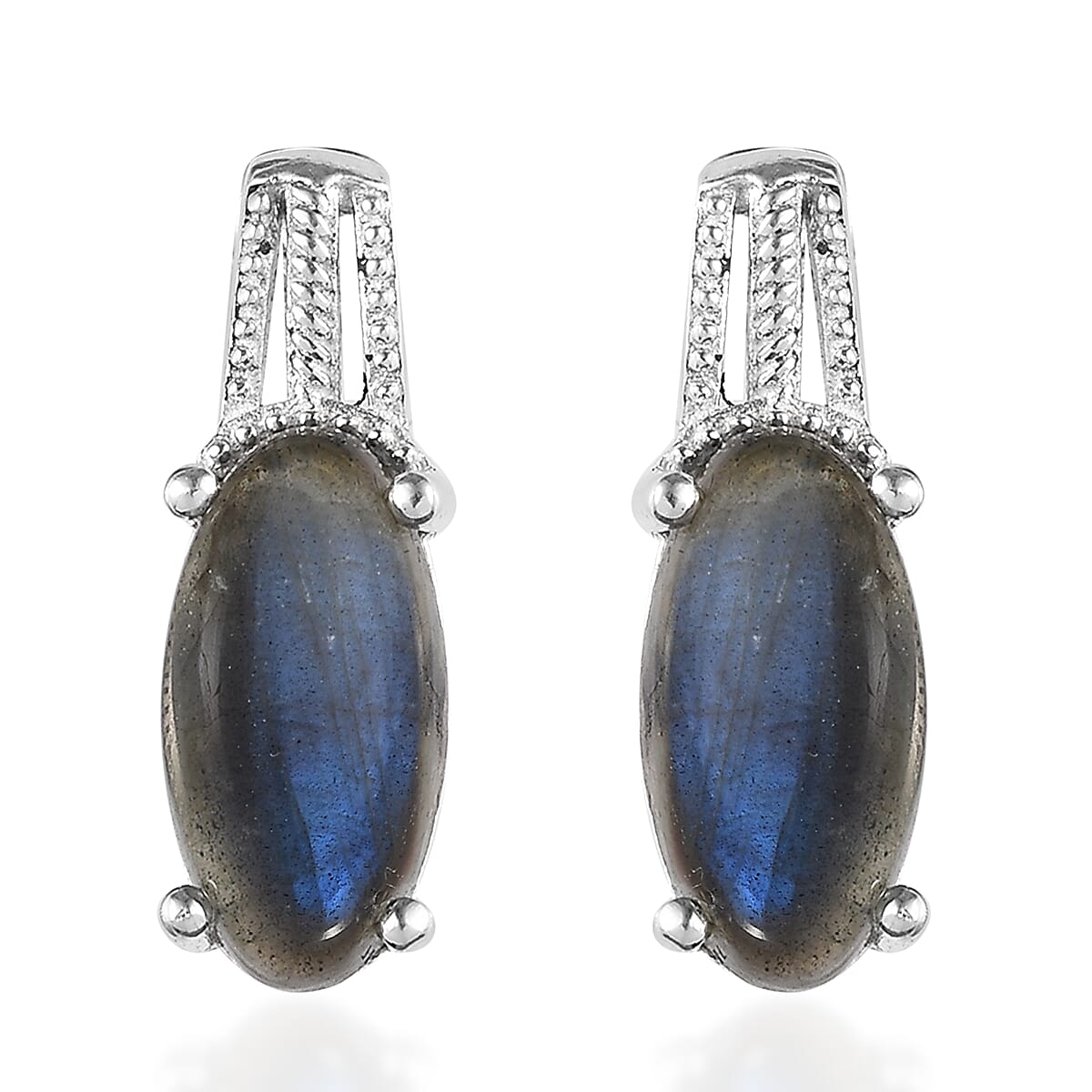 Malagasy Labradorite Solitaire Stud Earrings in Sterling Silver 7.65 ctw