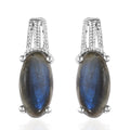 Malagasy Labradorite Solitaire Stud Earrings in Sterling Silver 7.65 ctw - Sticky add to cart bar