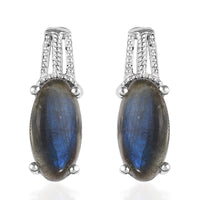 Malagasy Labradorite Solitaire Stud Earrings in Sterling Silver 7.65 ctw