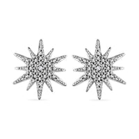 Diamond Accent Sunburst Stud Earrings in Platinum Over Sterling Silver