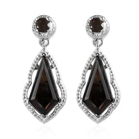 Brazilian Smoky Quartz Earrings in Platinum Over Copper 3.30 ctw