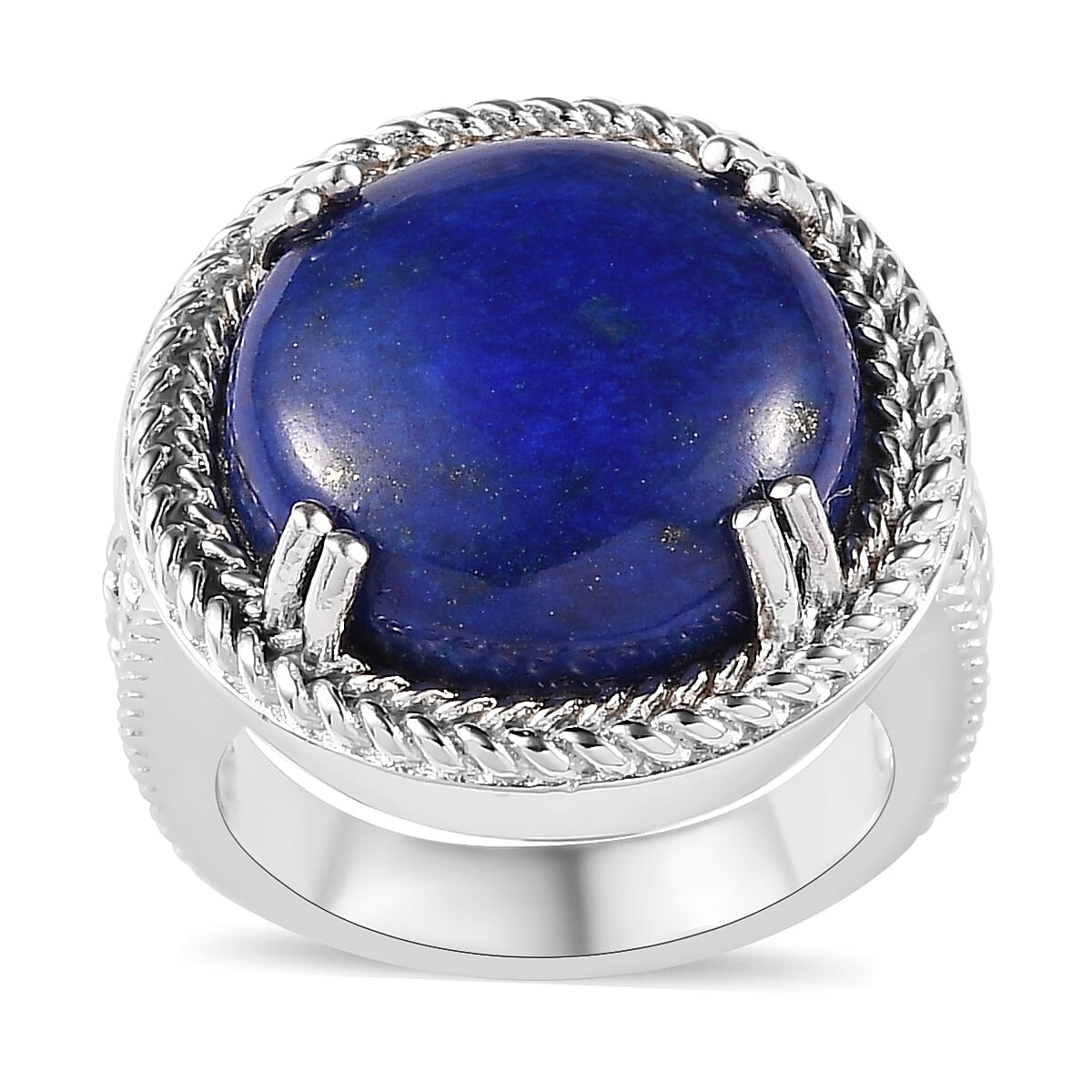 Lapis Lazuli Solitaire Ring in Platinum Over Copper (Size 10) 11.50 ctw