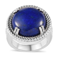 Lapis Lazuli Solitaire Ring in Platinum Over Copper (Size 10) 11.50 ctw