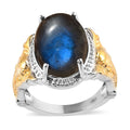 Malagasy Labradorite Solitaire Ring in 14K YG and Platinum Over Copper (Size 10.0) 6.35 ctw - Sticky add to cart bar