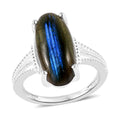 Malagasy Labradorite Solitaire Ring in Sterling Silver (Size 10.0) 5.90 ctw - Sticky add to cart bar