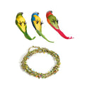 Set of 3 Hanging Parrots Perching on The Round Flower Ring (70") - Sticky add to cart bar