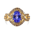 Luxoro 14K Yellow Gold Premium Tanzanite and Natural Champagne Diamond I2 Ring (Size 10.0) 2.60 ctw - Sticky add to cart bar