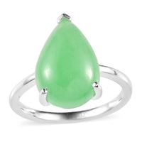 Green Jade (D) Solitaire Ring in Sterling Silver (Size 7.0) 6.50 ctw