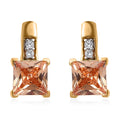 Simulated White and Champagne Color Diamond Earrings in 14K Yellow Gold Over Sterling Silver - Sticky add to cart bar