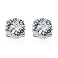 White Crystal Solitaire Stud Earrings in Platinum Over Sterling Silver - Sticky add to cart bar