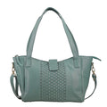 Turquoise Genuine Leather Weave Pattern Shoulder Bag (11"x4.5"x8") - Sticky add to cart bar