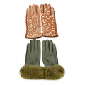 Set of 2 Pairs Animal Print Gloves With Touchscreen Fingers And Faux Fur Cuff, Ultra Soft Gloves (1pr Leopard and 1pr Snake)- Gold - Sticky add to cart bar