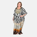 Winlar Black and White Paisley Print Kaftan, Free Size Loose Fit Polyester Kaftan For Women - One Size Fits Most - Sticky add to cart bar