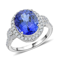 Certified & Appraised Rhapsody 950 Platinum AAAA Tanzanite and E-F VS Diamond Ring 6.25 Grams 4.75 ctw