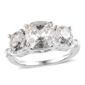 White Crystal 3 Stone Ring in Sterling Silver (Size 10) - Sticky add to cart bar