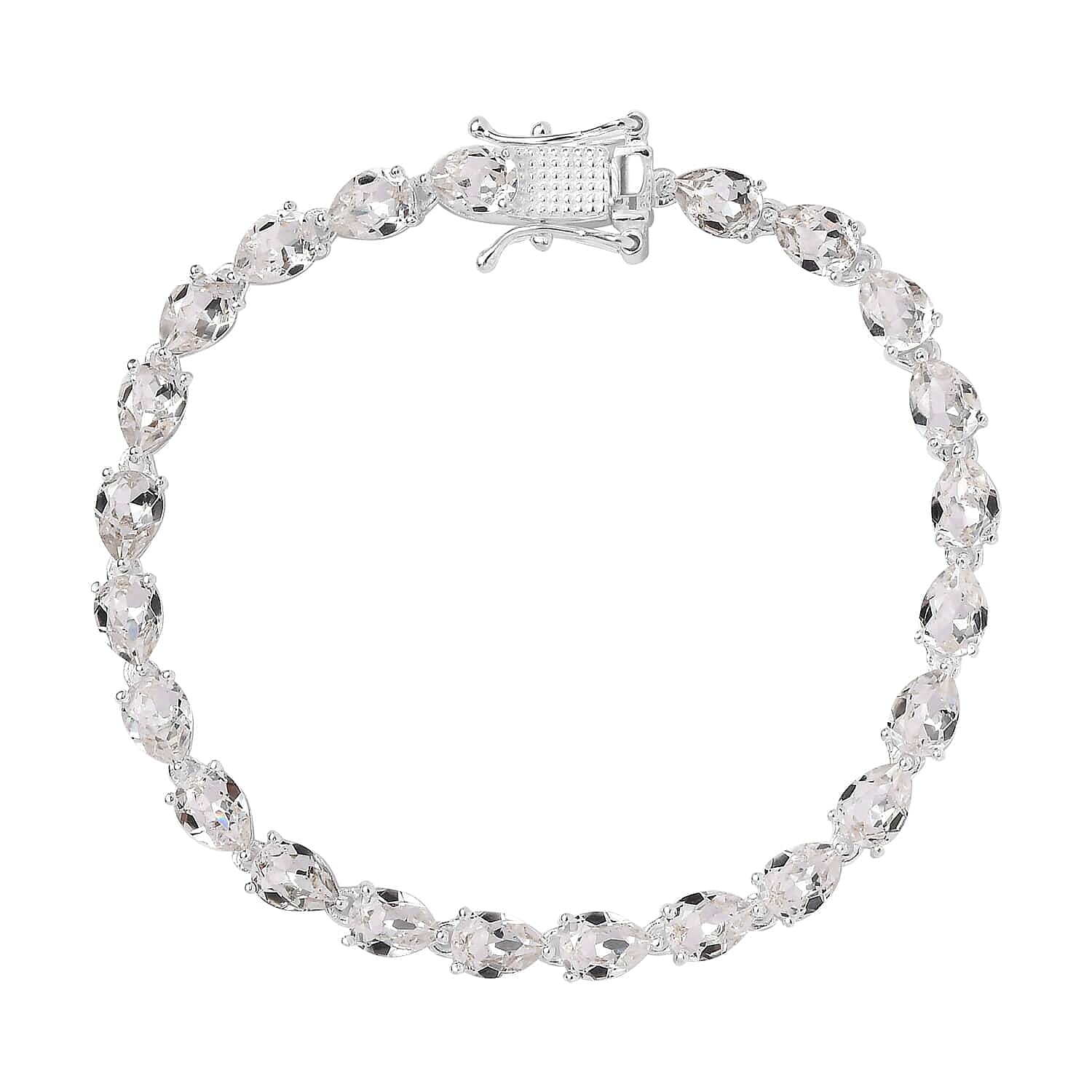 White Crystal Bracelet in Sterling Silver (6.50 In)
