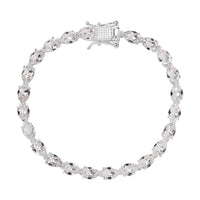 White Crystal Bracelet in Sterling Silver (6.50 In)
