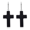 Shungite Cross Earrings in Rhodium Over Sterling Silver 39.00 ctw - Sticky add to cart bar