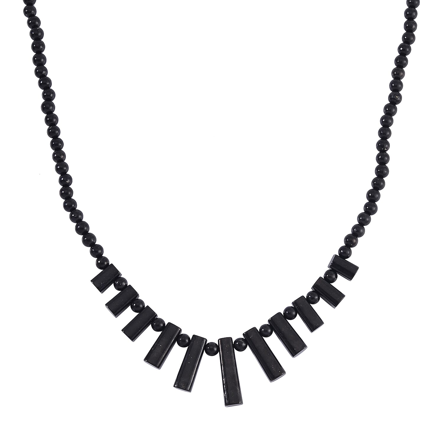 Shungite Necklace 20 Inches in Rhodium Over Sterling Silver 220.40 ctw