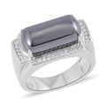 Terahertz and Simulated Diamond Men's Ring in Silvertone (Size 10.0) 10.50 ctw - Sticky add to cart bar