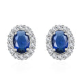 Simulated Blue and White Diamond Earrings in Silvertone 3.25 ctw - Sticky add to cart bar