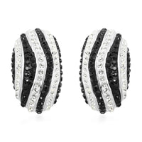 Black and White Austrian Crystal Earrings in Silvertone 3.00 ctw