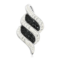 Black and White Austrian Crystal Pendant without Chain in Silvertone