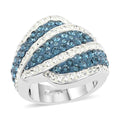 Blue and White Austrian Crystal Ring in Silvertone - Sticky add to cart bar