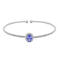 14K White Gold Tanzanite and Diamond Bangle Bracelet (7.0 In) 1.30 ctw