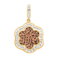 White and Champagne Color Austrian Crystal Pendant without Chain in Goldtone