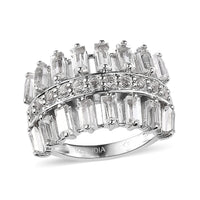 White Topaz 3.00 ctw Ring in Rhodium Over Sterling Silver (Size 7.0)