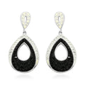White and Black Color Austrian Crystal Earrings in Silvertone - Sticky add to cart bar
